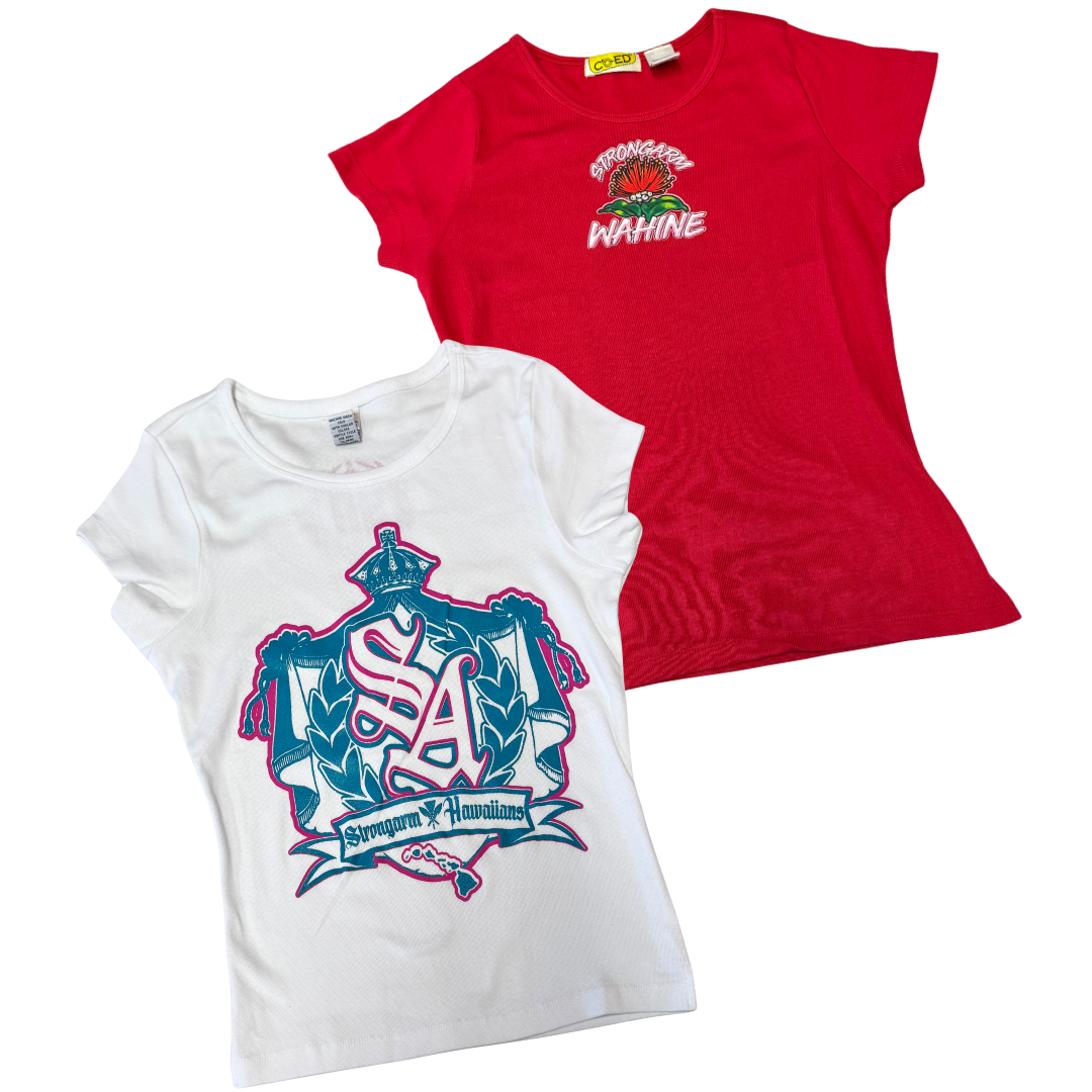 Strongarm Wahine Red & White Baby Tee - Bundle