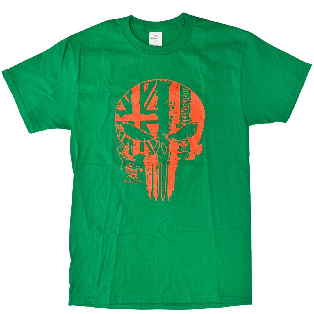 Punisher Skull Green/Orange - Cotton T-Shirt