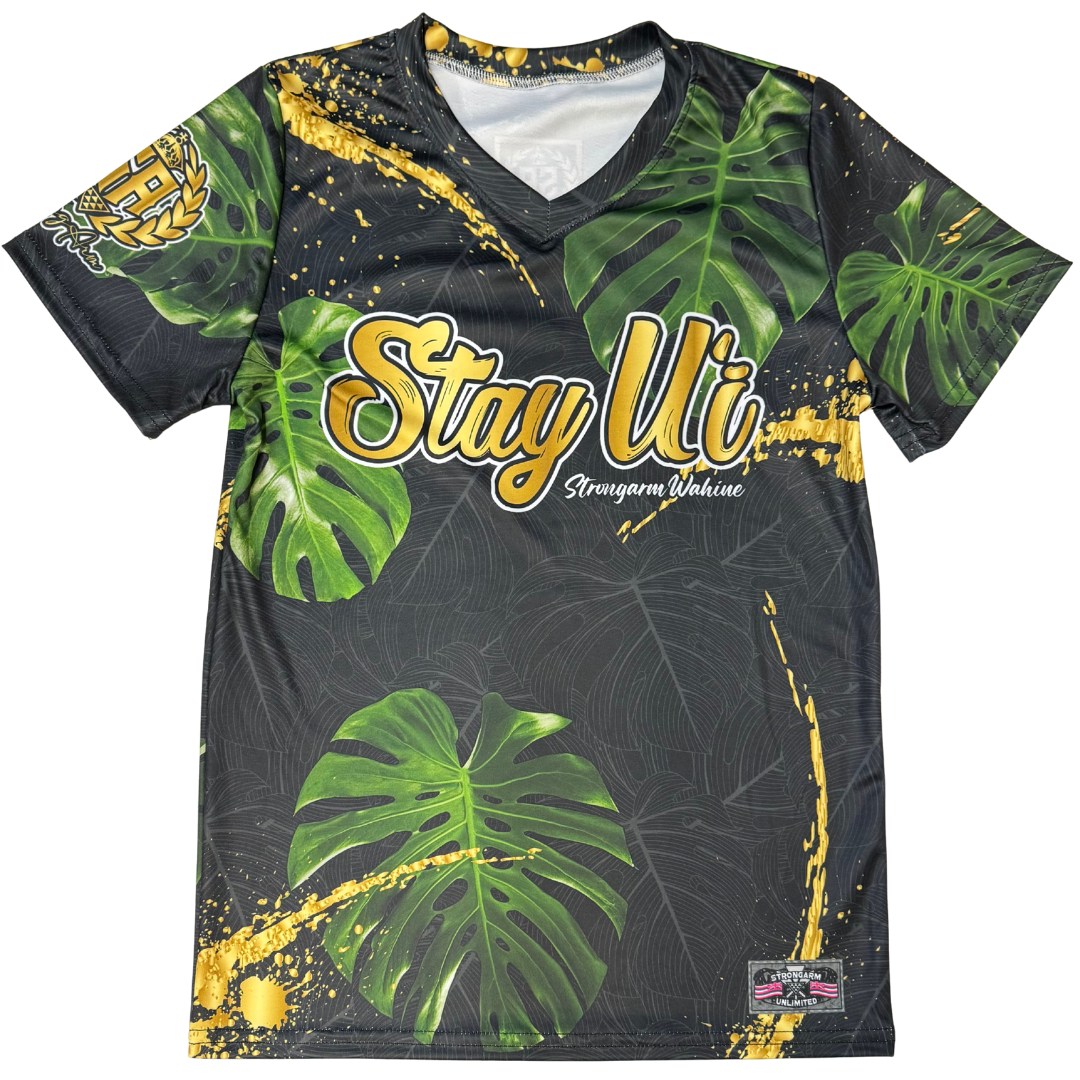 Stay Uʻi Gold Monstera - Women's V Neck Sub Shirt