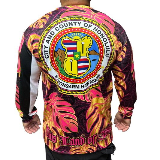 City & County Pink/Gold Monstera - Long Sleeve