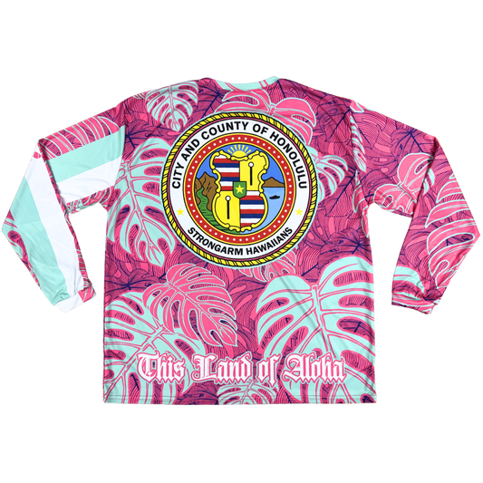 City & County Pink/Mint Monstera - Long Sleeve