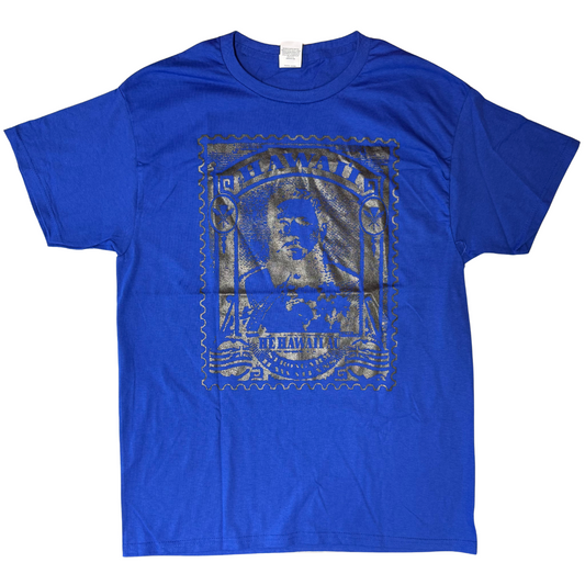 Kalākaua Stamp - Blue Cotton T-Shirt