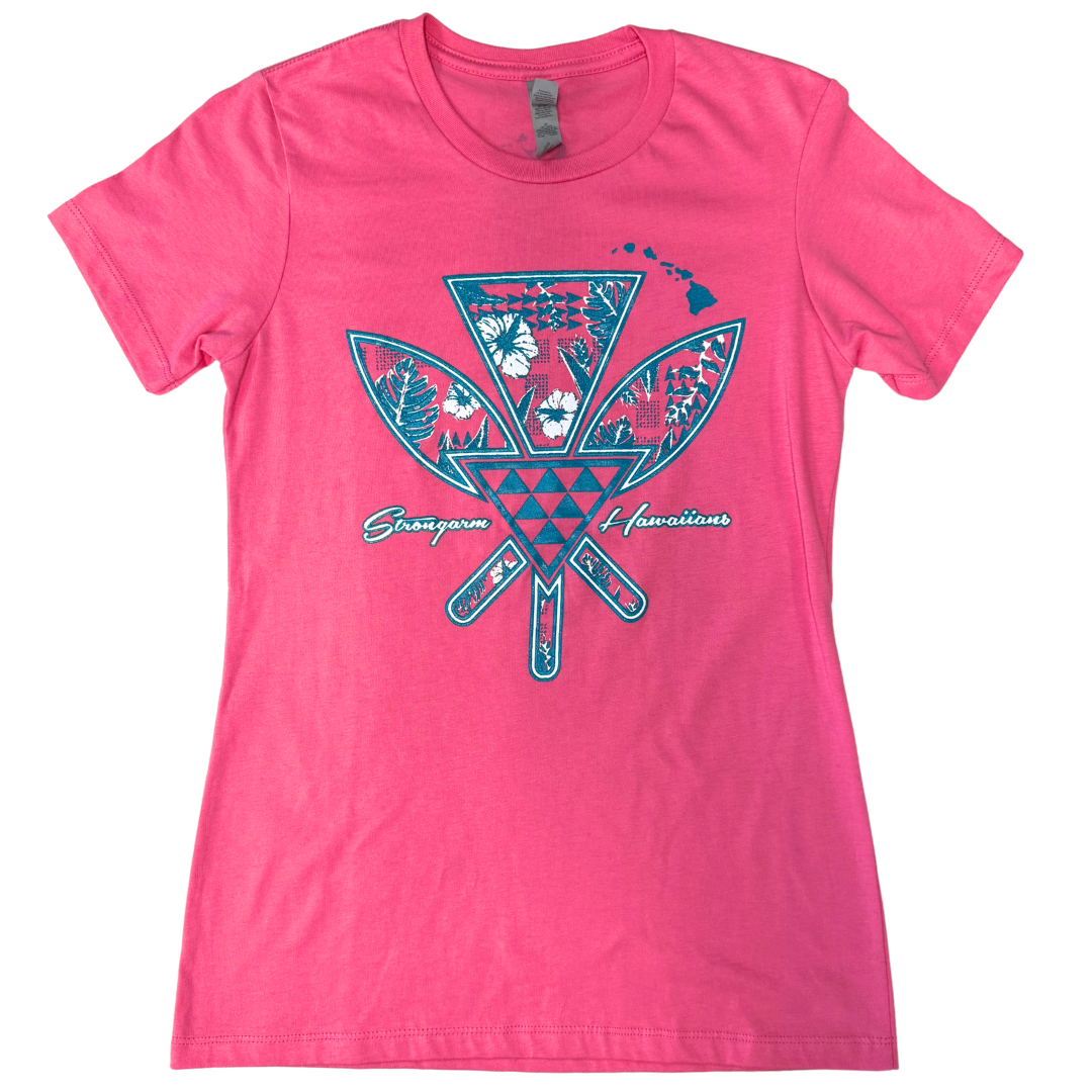Kāhili Pink/Blue - Cotton T-Shirt