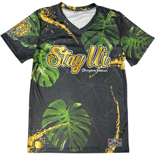 Stay Uʻi Gold Monstera - Women's V Neck Sub Shirt