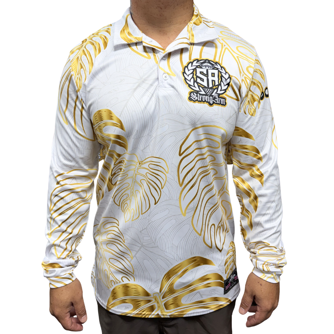 Gold Monstera - Long Sleeve Polo