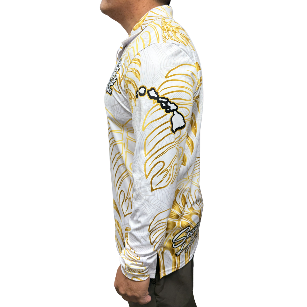 Gold Monstera - Long Sleeve Polo