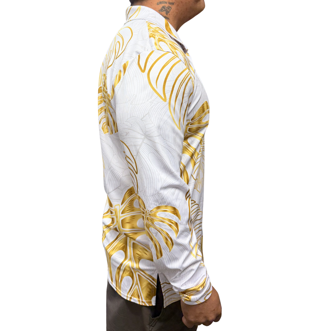 Gold Monstera - Long Sleeve Polo