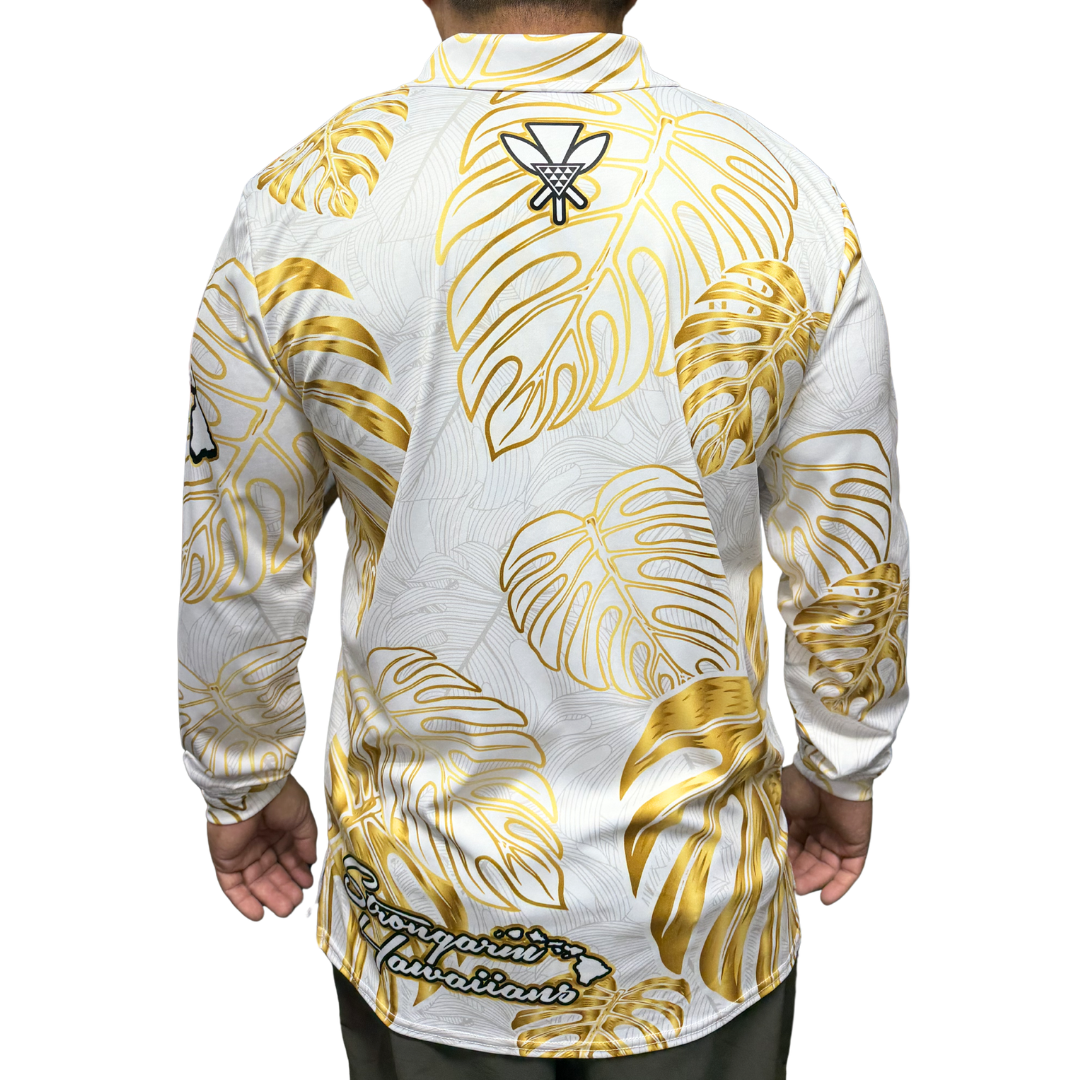 Gold Monstera - Long Sleeve Polo