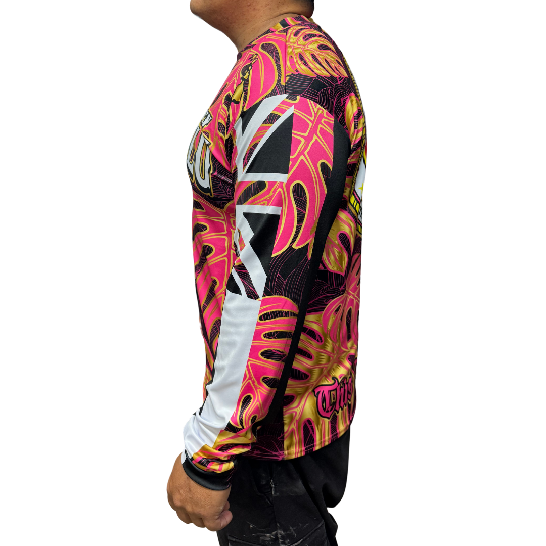 City & County Pink/Gold Monstera - Long Sleeve