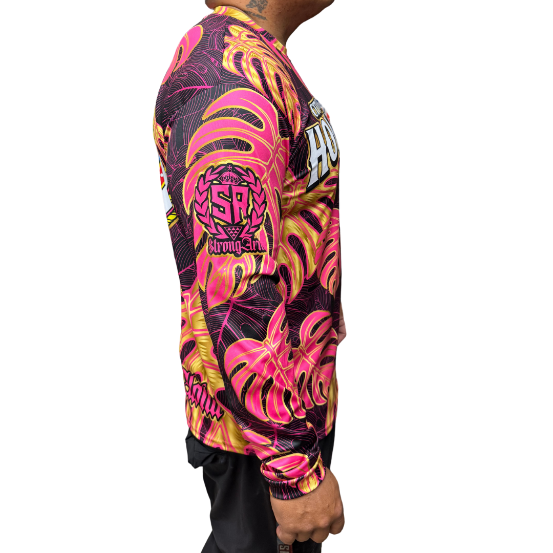 City & County Pink/Gold Monstera - Long Sleeve
