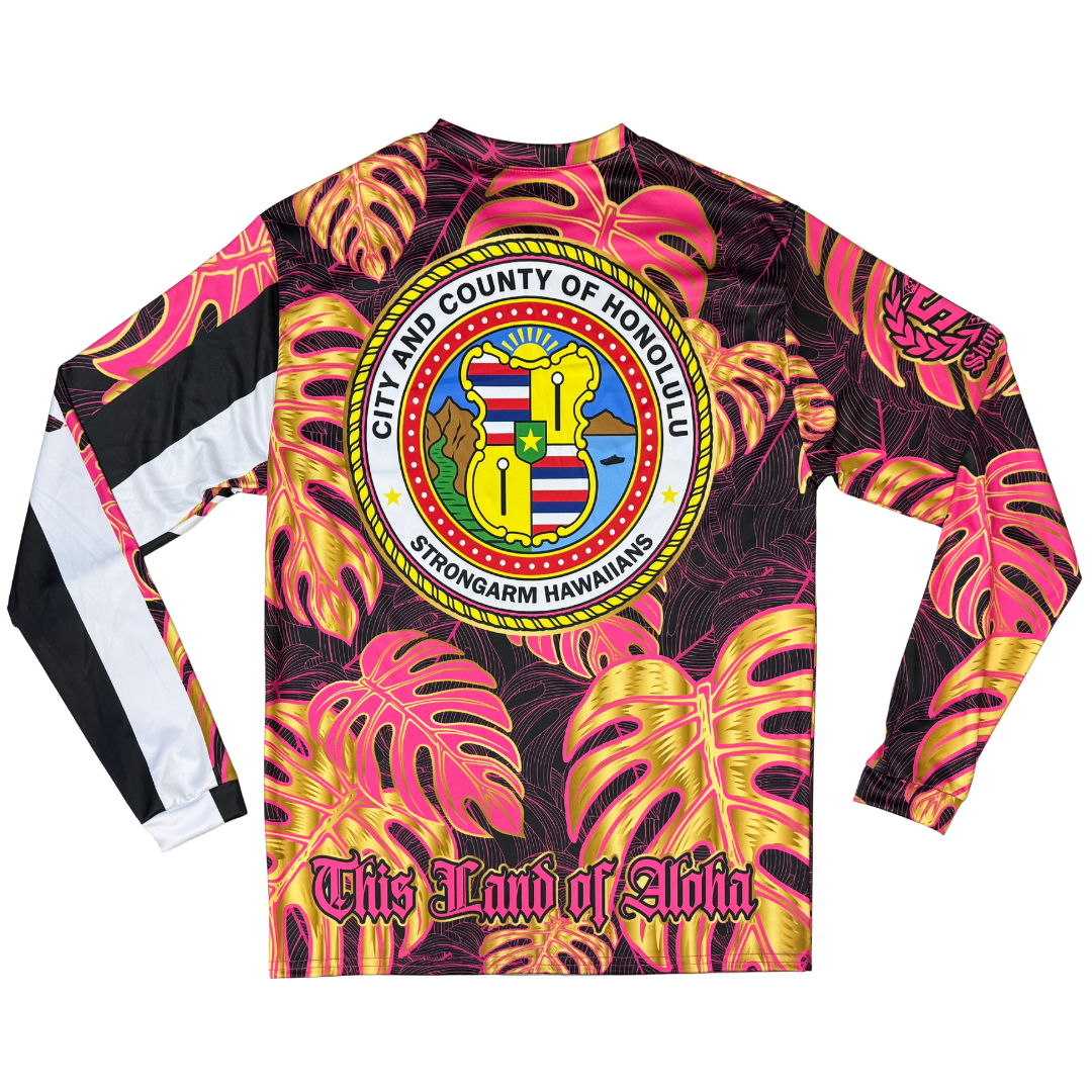 City & County Pink/Gold Monstera - Long Sleeve