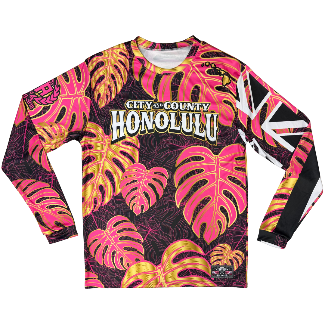 City & County Pink/Gold Monstera - Long Sleeve