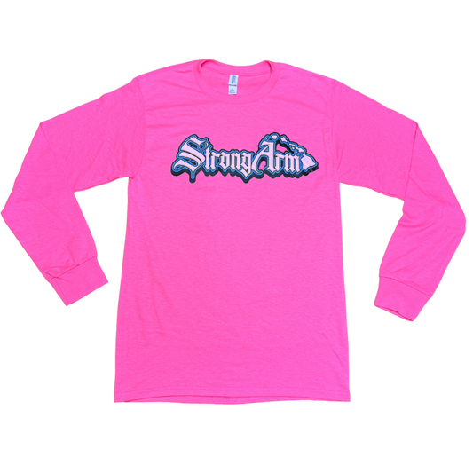 Strong Arm Hi Viz Pink - Cotton Long Sleeve