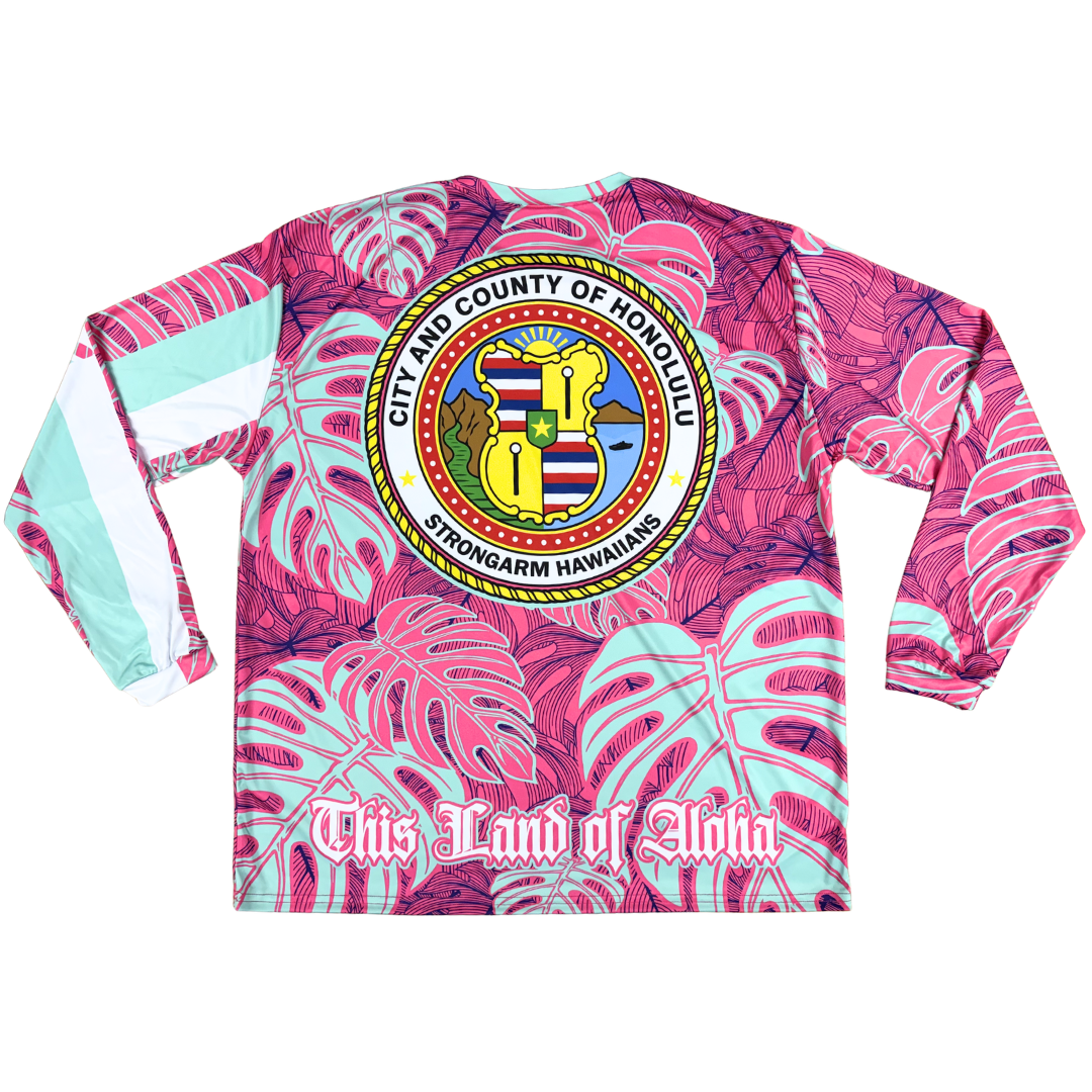 City & County Pink/Mint Monstera - Long Sleeve