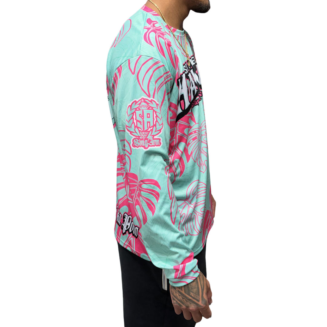 State of Hawaii Pink/Mint Monstera - Long Sleeve