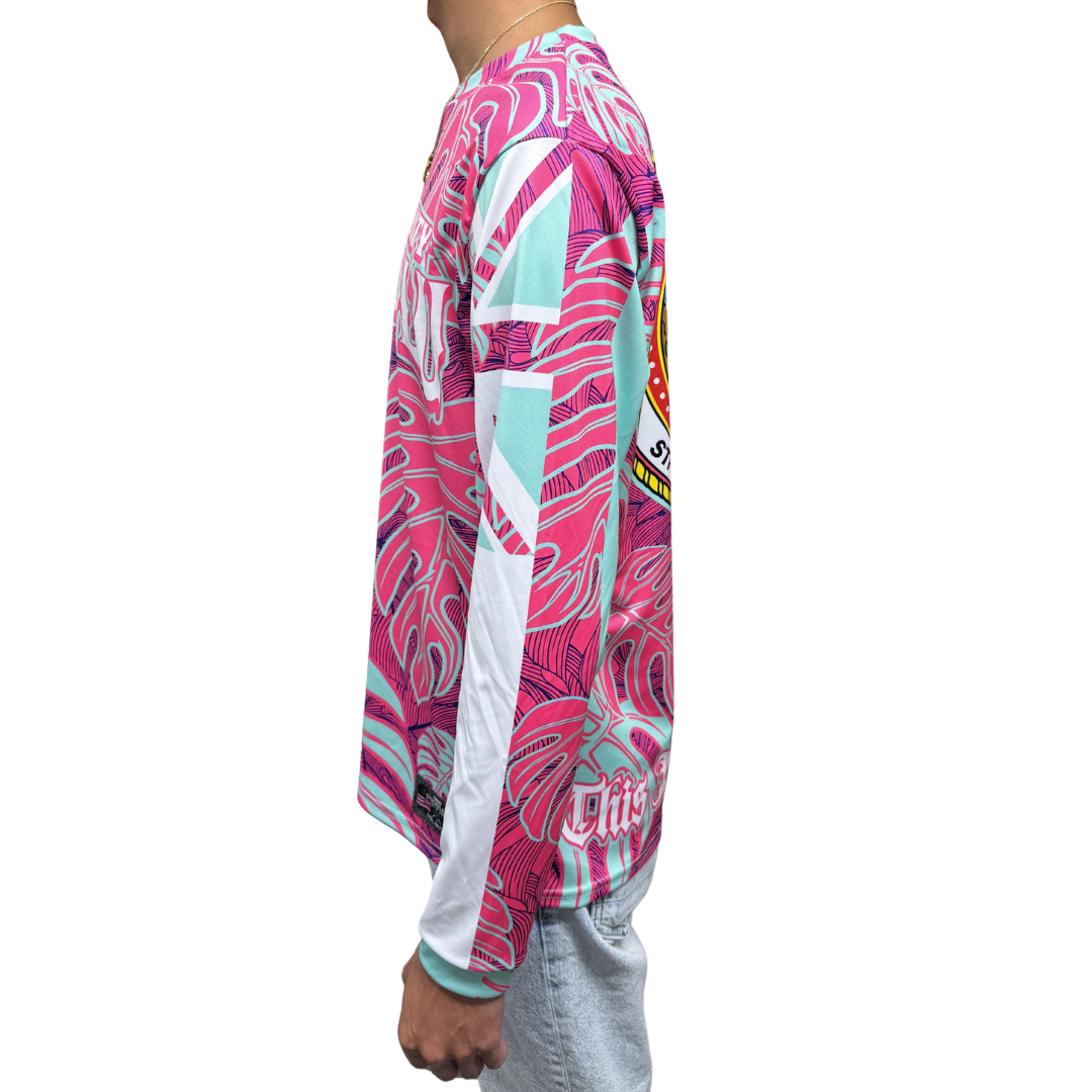 City & County Pink/Mint Monstera - Long Sleeve