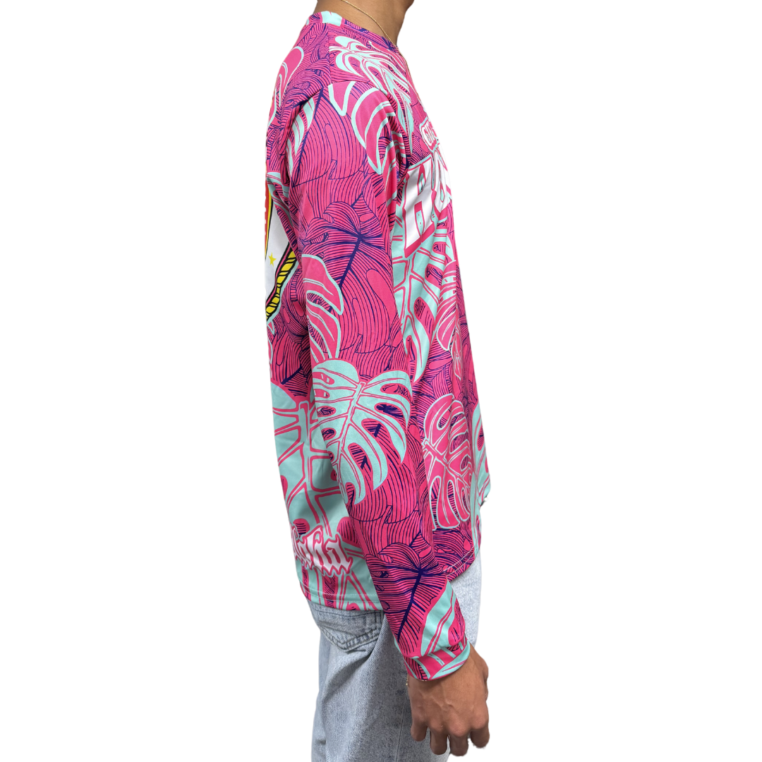 City & County Pink/Mint Monstera - Long Sleeve