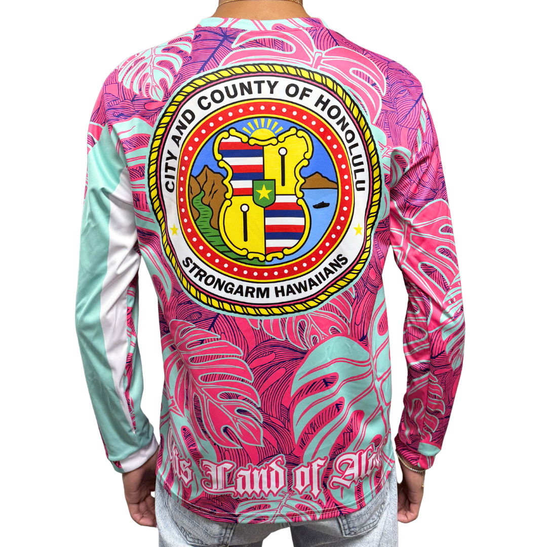 City & County Pink/Mint Monstera - Long Sleeve