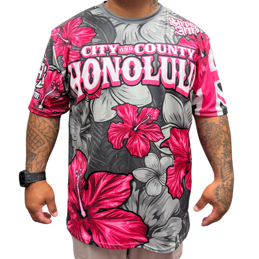 City & County Pink/Gray Hibiscus - Sub Shirt