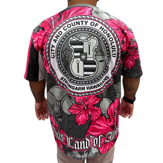 City & County Pink/Gray Hibiscus - Sub Shirt