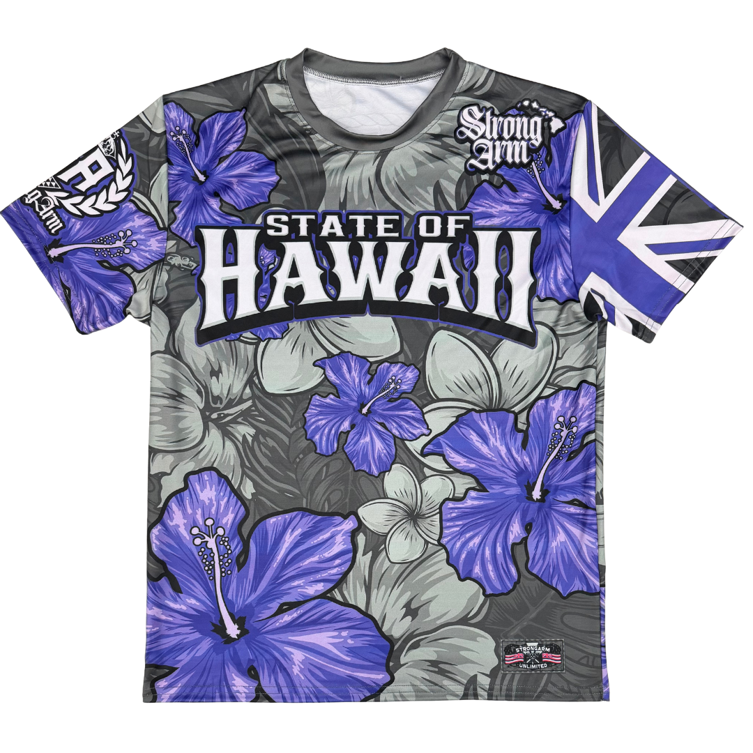 State of Hawaii Purple/Gray Hibiscus - Sub Shirt