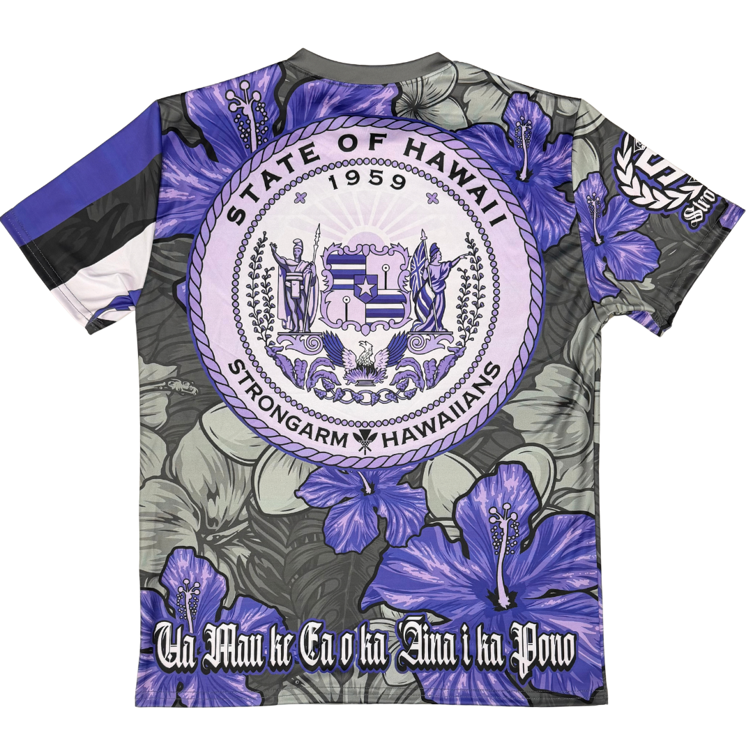 State of Hawaii Purple/Gray Hibiscus - Sub Shirt