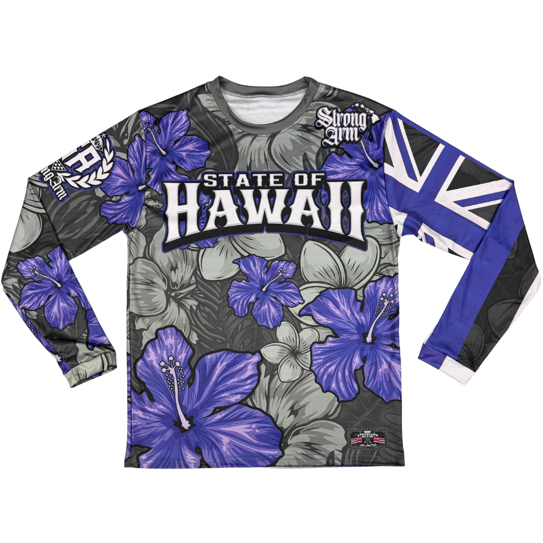 State of Hawaii Purple/Gray Hibiscus - Long Sleeve