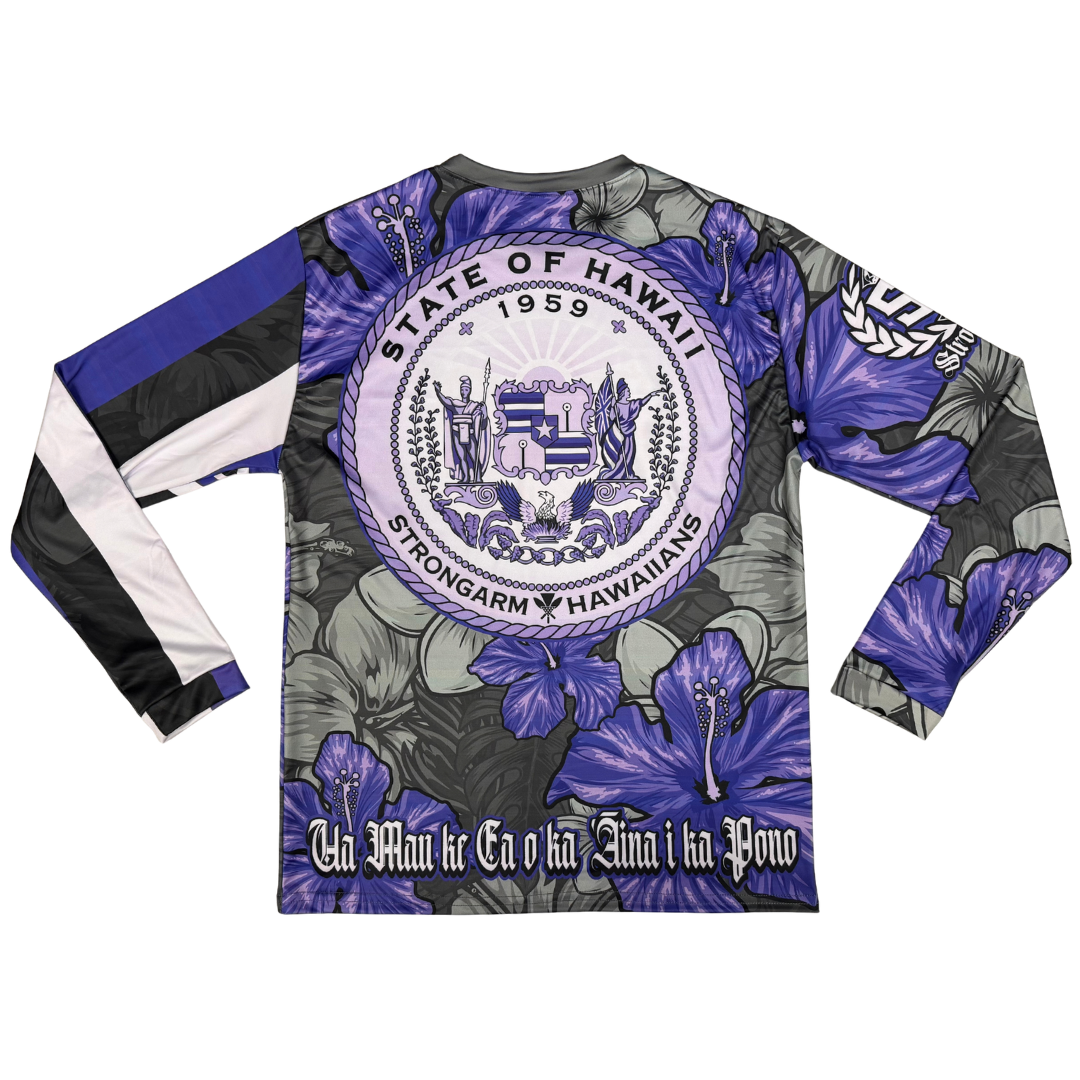 State of Hawaii Purple/Gray Hibiscus - Long Sleeve