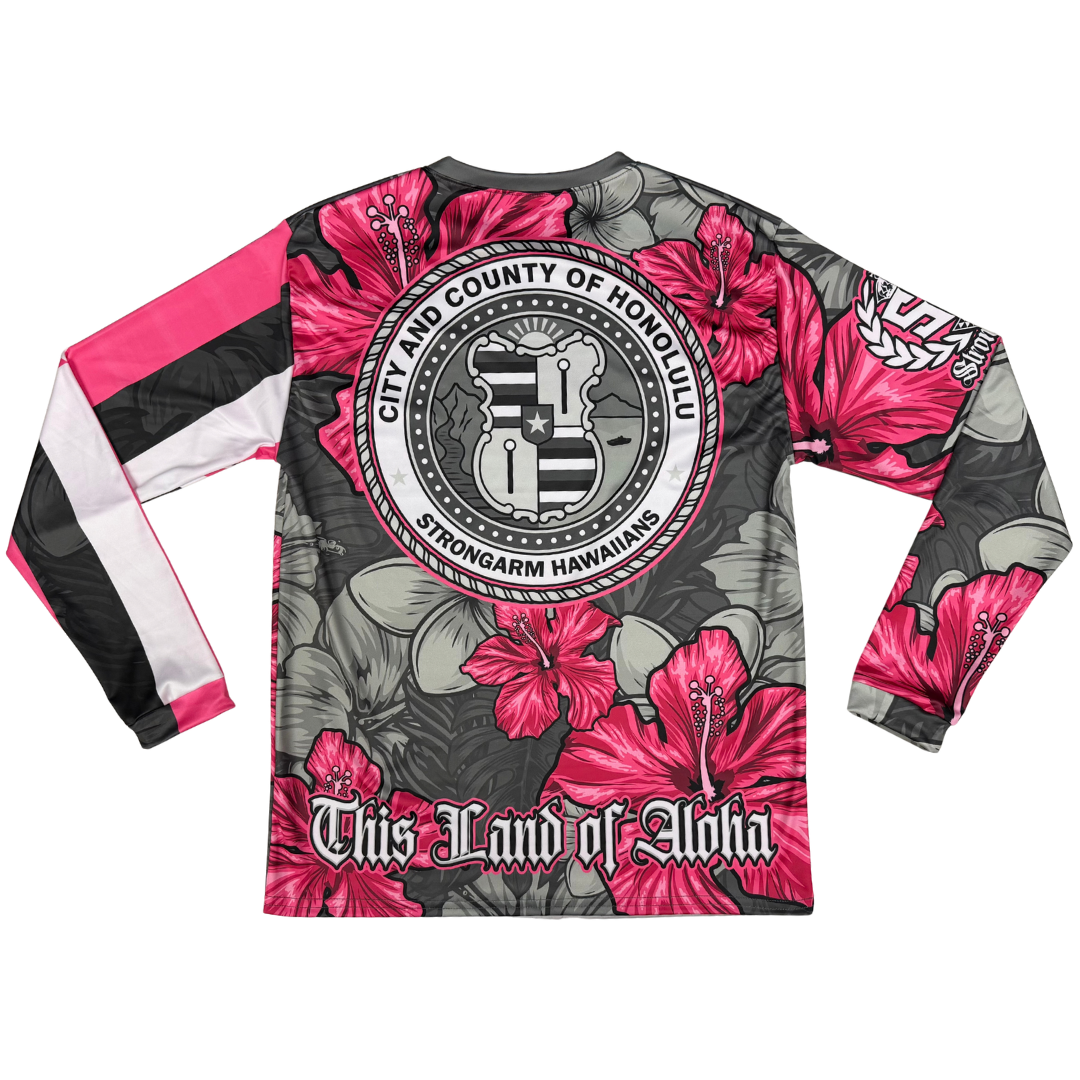 City & County Pink/Gray Hibiscus - Long Sleeve