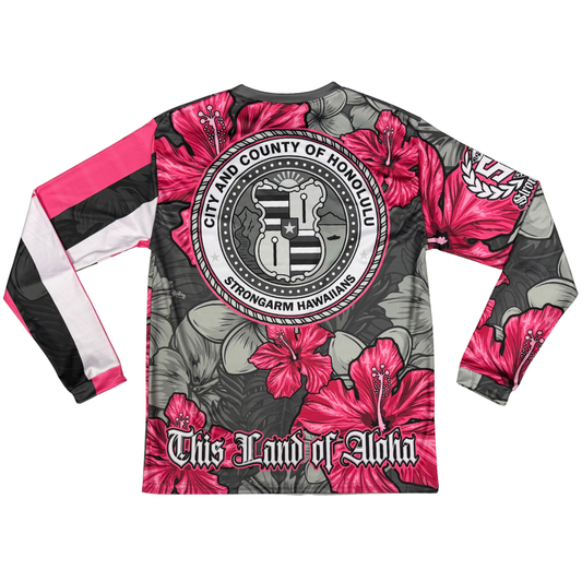 City & County Pink/Gray Hibiscus - Long Sleeve