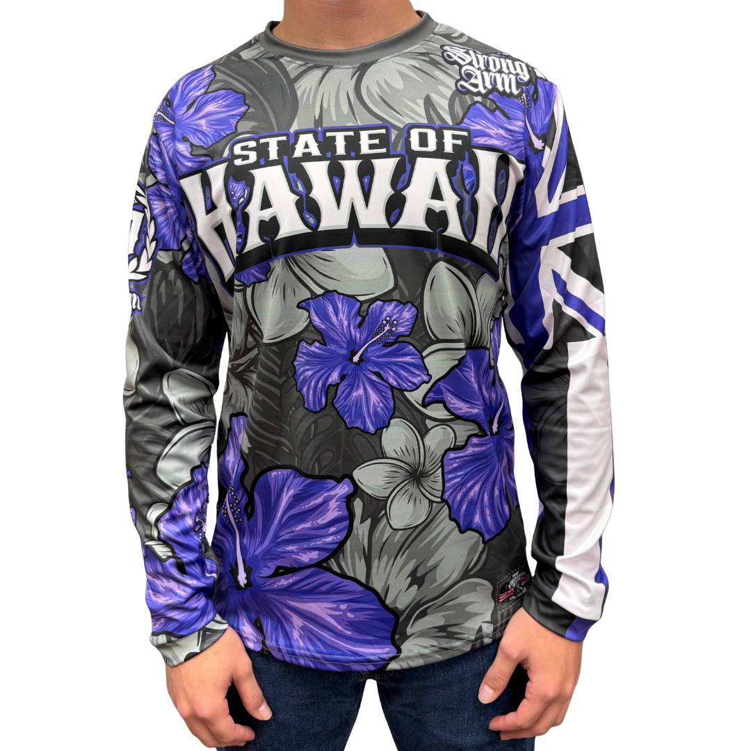State of Hawaii Purple/Gray Hibiscus - Long Sleeve
