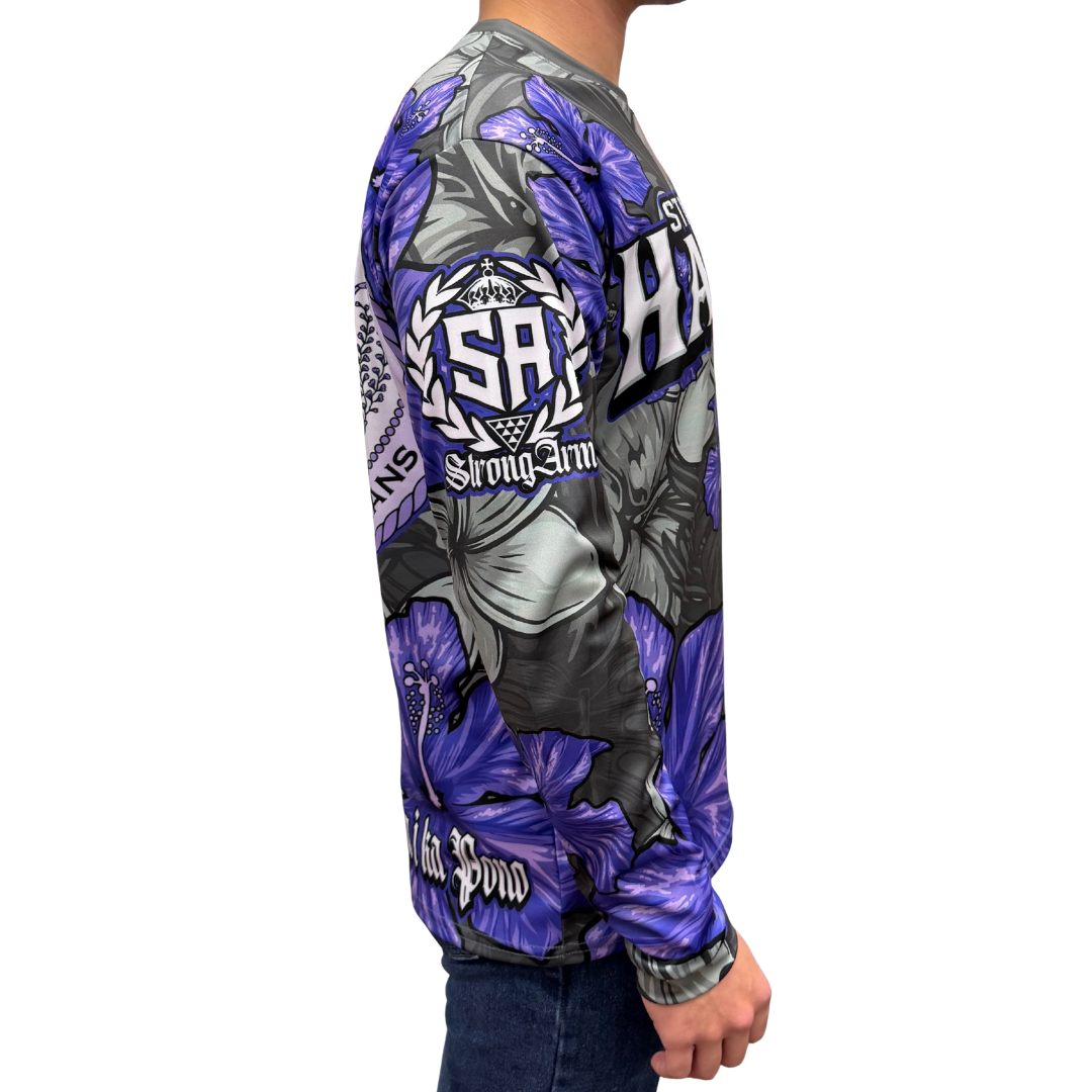 State of Hawaii Purple/Gray Hibiscus - Long Sleeve