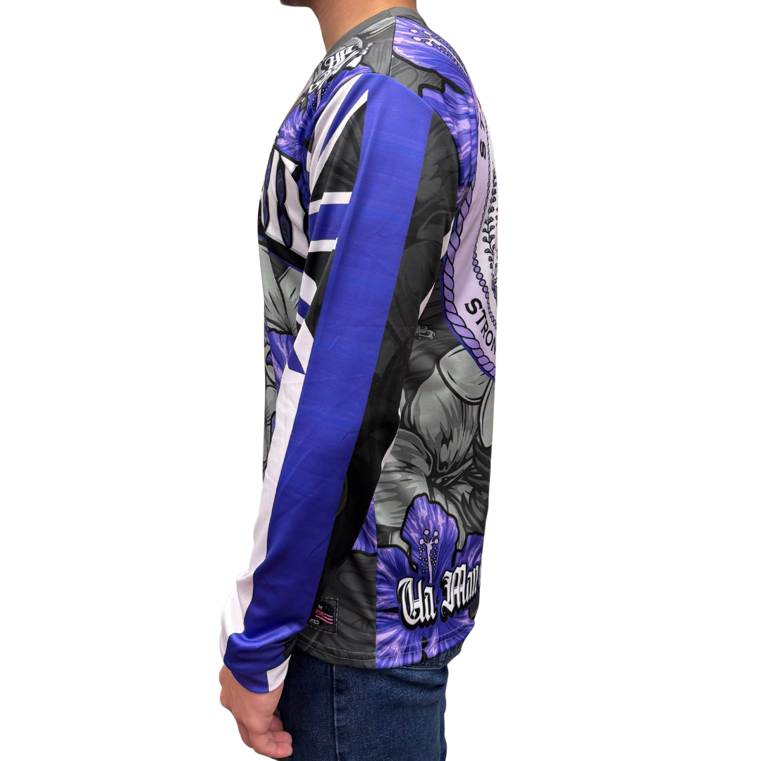 State of Hawaii Purple/Gray Hibiscus - Long Sleeve