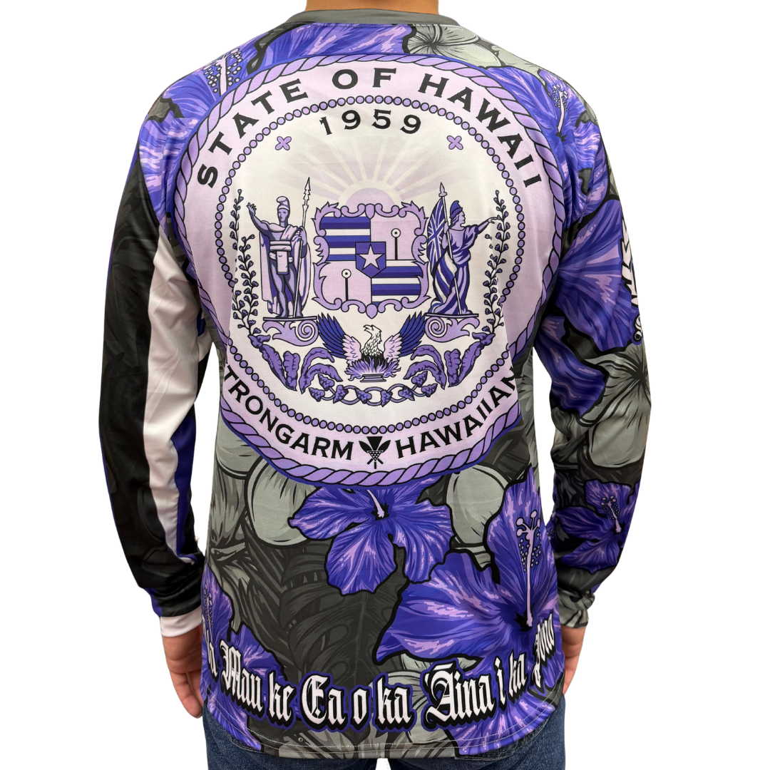 State of Hawaii Purple/Gray Hibiscus - Long Sleeve